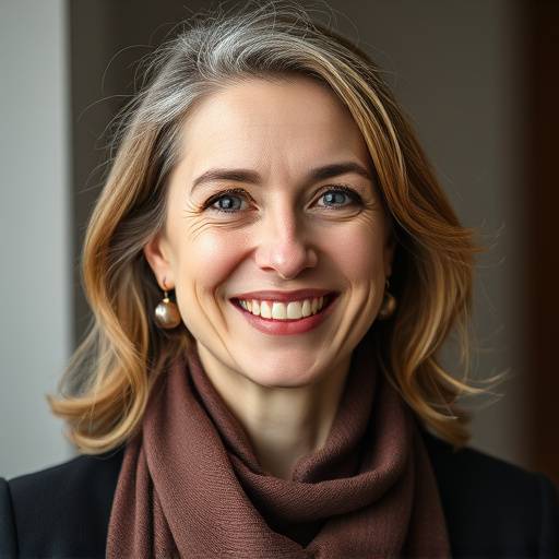 Es Portrait vo dr Elena Meier, ere Dozenti a dr Schauspielkunscht Akademii Züri. Si lacht fründlich i d Kamera.
